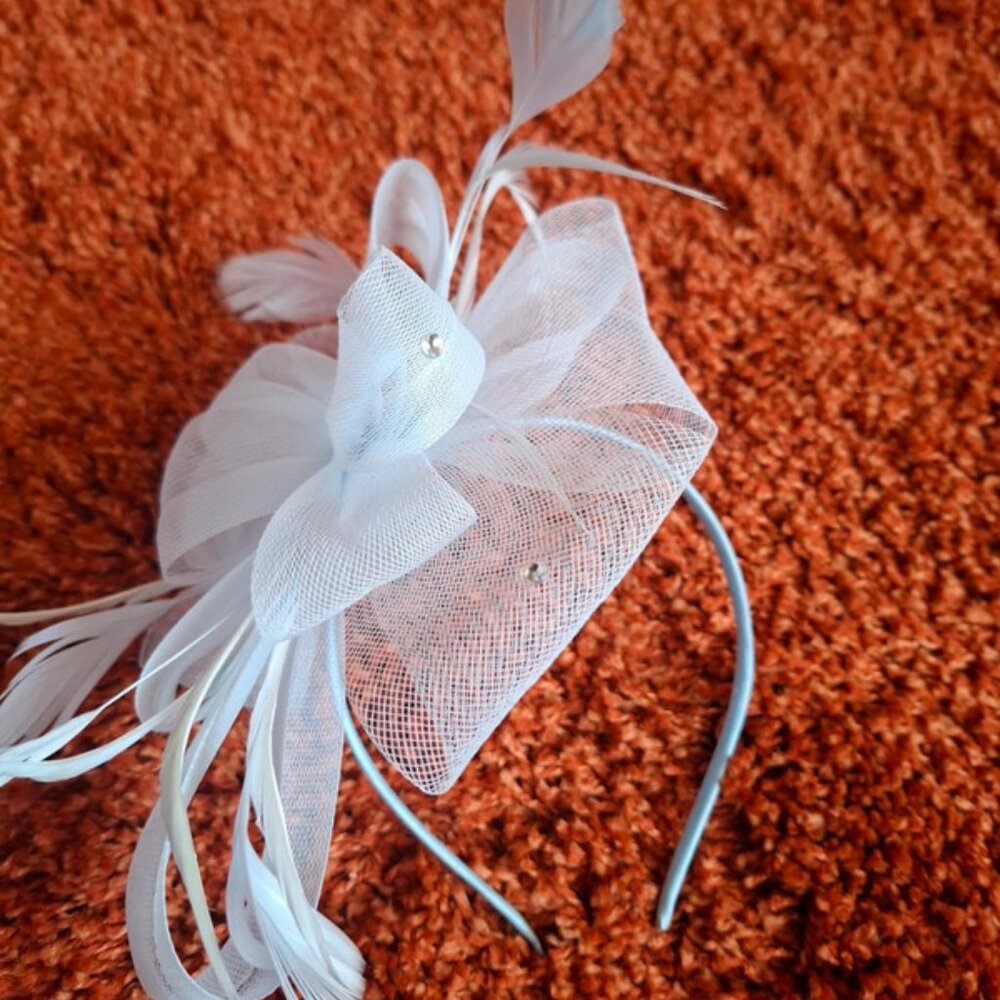 Light blue wedding fascinator/ head band